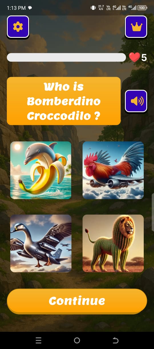 Italian Brainrot MCQs app screenshot