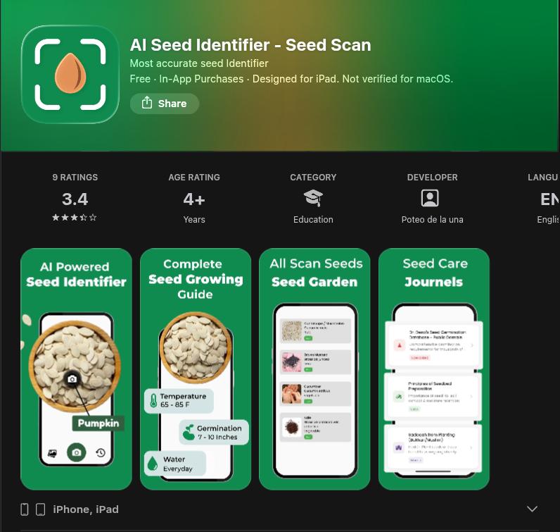 Seed Identifier app screenshot